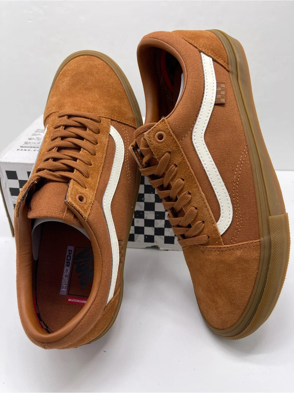 Vans Brown Suede & Canvas Low Top Sneakers with White Stripe